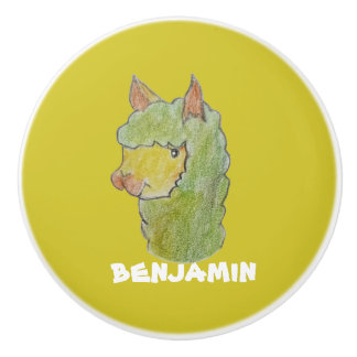 Cute alpaca face art ceramic knob
