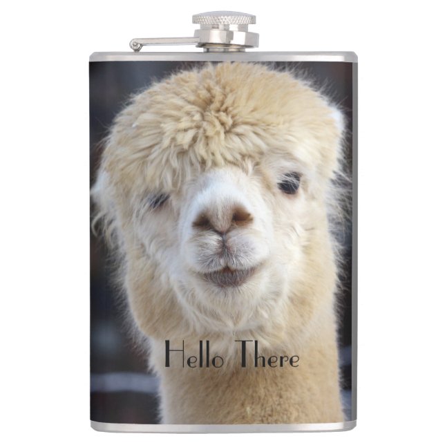Cute Alpaca face Hip Flask (Front)