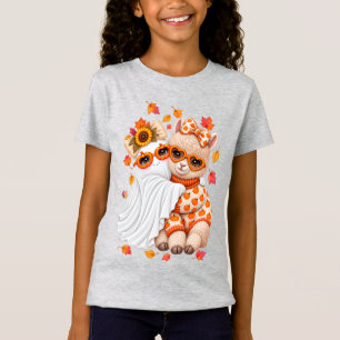 Cute Alpaca Ghost Halloween Fall Autumn T-Shirt