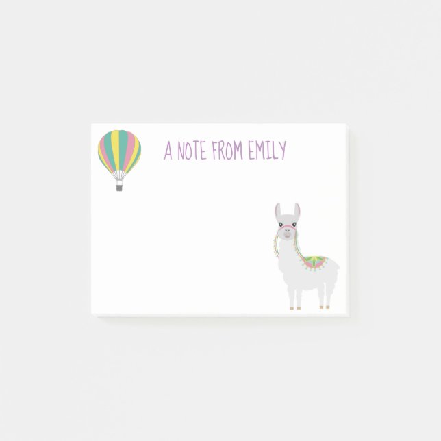 Cute Alpaca Hot Air Balloon Note From (Front)
