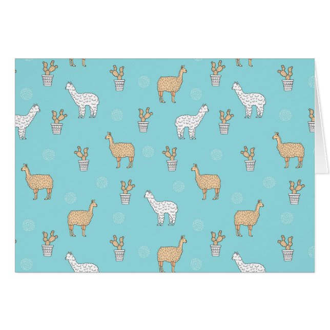 Cute Alpaca Llama Cactus Pattern (Front Horizontal)