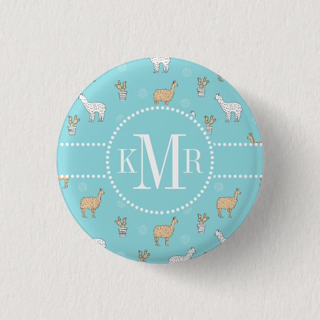 Cute Alpaca Llama Cactus Pattern 3 Cm Round Badge (Front)