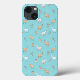 Cute Alpaca Llama Cactus Pattern iPhone 13 Case