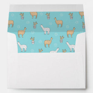 Cute Alpaca Llama Cactus Pattern Envelopes