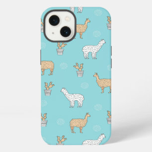 Cute Alpaca Llama Cactus Pattern iPhone 13 Case