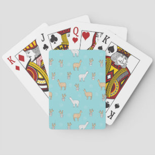 Cute Alpaca Llama Cactus Pattern Playing Cards