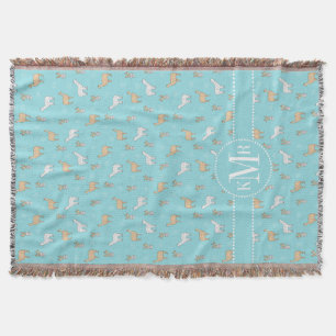 Cute Alpaca Llama Cactus Pattern Throw Blanket
