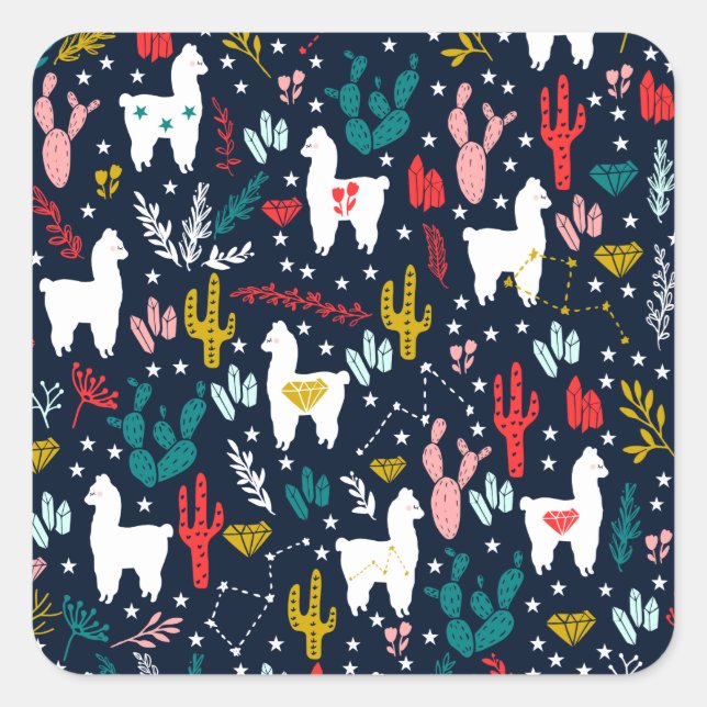 Cute Alpaca Square Sticker (Front)
