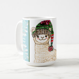 Cute alpaca with festive hat coffee mug