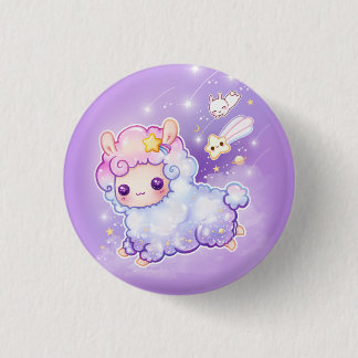 Cute alpaca with kawaii shooting star 3 cm round badge