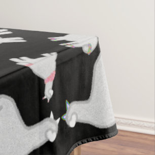 Cute Alpacas with glitter bubbles flowers fun Tablecloth