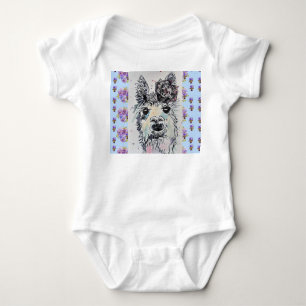 Cute Alpacca Llama Animal Watercolor Baby Suit Bodysuit