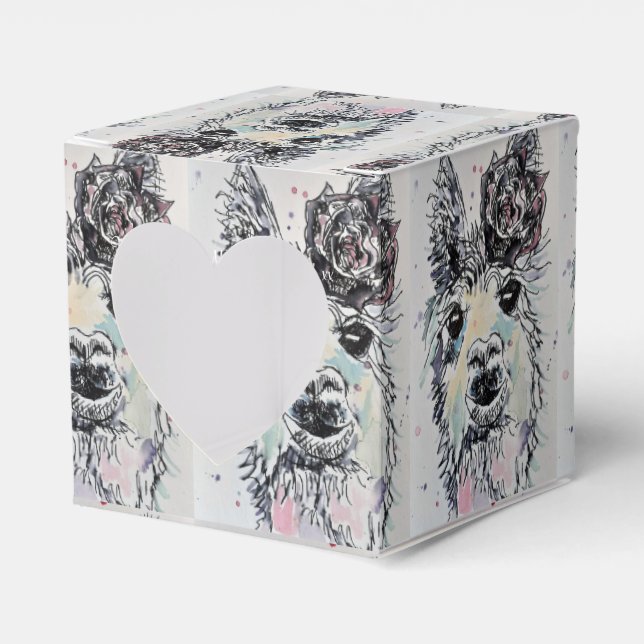 Cute Alpacca Llama Girls Birthday Cake Favor Box (Front Side)