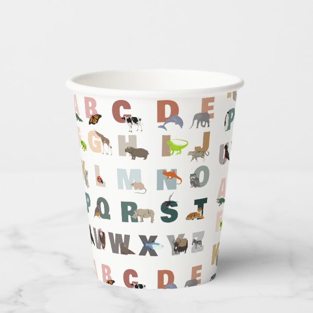 Cute Alphabet ABC Animals Paper Cups (Front)