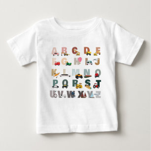 Cute Alphabet ABC Trucks, Transportation Vehicles Baby T-Shirt