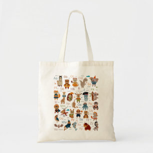 Cute Alphabet Animal with Words To Back to School Tote Bag