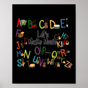 Cute Alphabet Design For Music Teacher Men Women T Poster