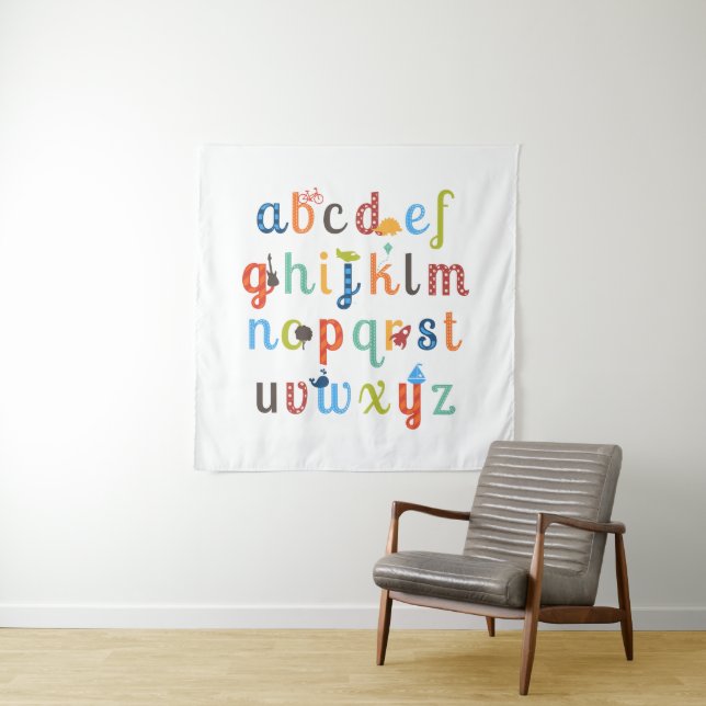 Cute Alphabet Design Tapestry (In Situ)