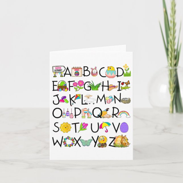 Cute Alphabet Funny Easter Day Abc Alphabet Egg Ra Card (Front)