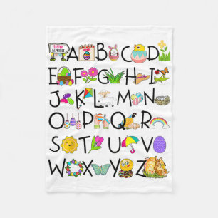 Cute Alphabet Funny Easter Day Abc Alphabet Egg Ra Fleece Blanket