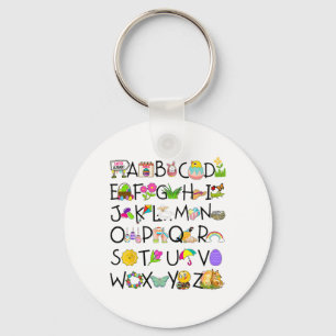 Cute Alphabet Funny Easter Day Abc Alphabet Egg Ra Key Ring