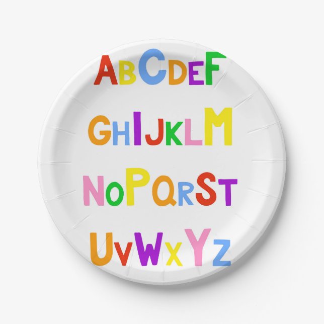 Cute Alphabet Paper Plate (Front)