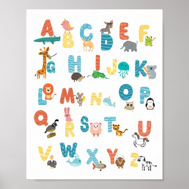 Cute alphabet poster animals (Front)