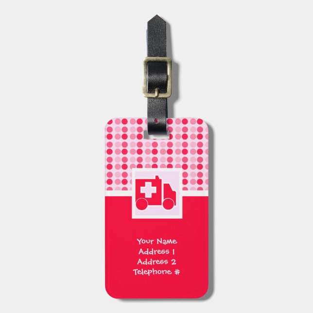 Cute Ambulance Luggage Tag (Front Vertical)