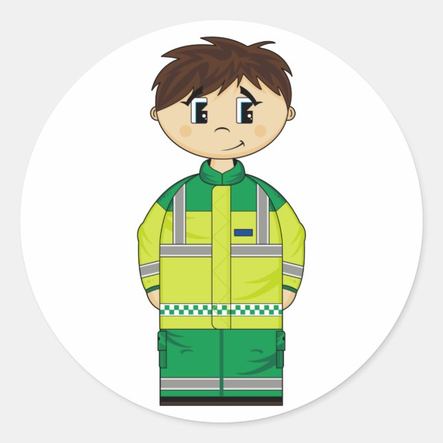 Cute Ambulance Man Sticker (Front)