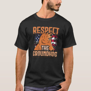 Cute America Respect Groundhog US Flag Rodent Grou T-Shirt