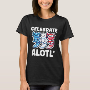 Cute American Axolotls 4th Of July Red White Blue T-Shirt