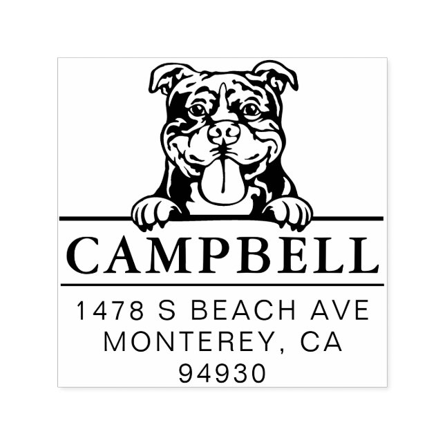 Cute American Bully Custom Dog Address Stamp  (Design)