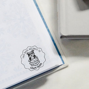 Cute American Bully Dog Book Rubber Stamp