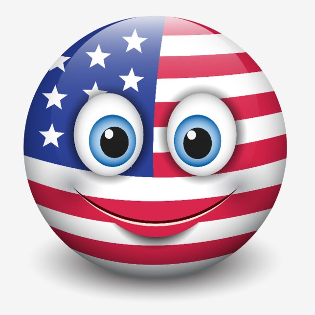 Cute American Emoji Golf Balls (A cheerful emoji with a face, half covered in the American flag design.)