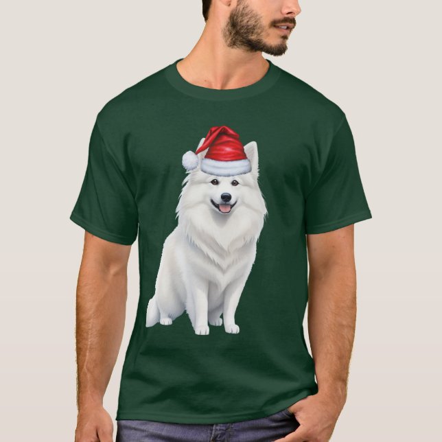 Cute American Eskimo Dog Lover Funny Christmas T-Shirt (Front)