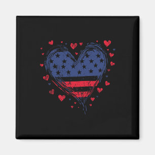 Cute American Flag Heart Usa Patriotic Womens 4th Magnet