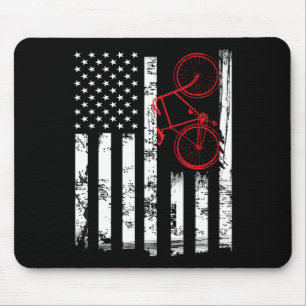 Cute American Flag Mountain Bike Cycling Gifts Wom Mouse Pad