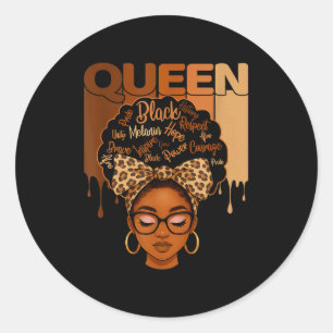 Cute American Melanin History Queen Black African Classic Round Sticker