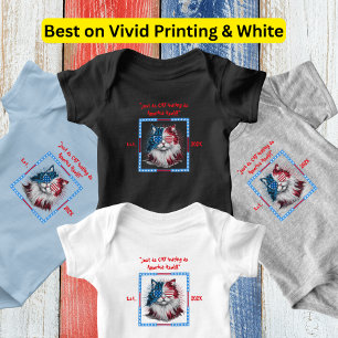 Cute American Patriotic Cat with Glasses Baby Bodysuit