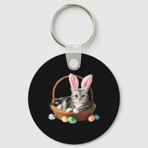 Cute American Shorthair Cat Easter Egg Hunt Owner Key Ring