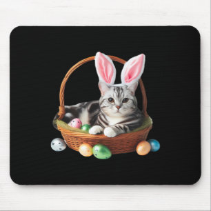 Cute American Shorthair Cat Easter Egg Hunt Owner Mouse Pad