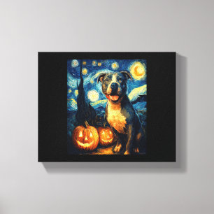 Cute American Staffordshire Terrier Dog Halloween  Canvas Print