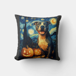 Cute American Staffordshire Terrier Dog Halloween Cushion