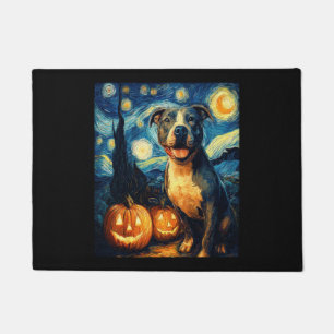 Cute American Staffordshire Terrier Dog Halloween  Doormat