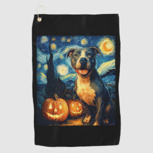 Cute American Staffordshire Terrier Dog Halloween  Golf Towel