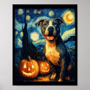 Cute American Staffordshire Terrier Dog Halloween  Poster