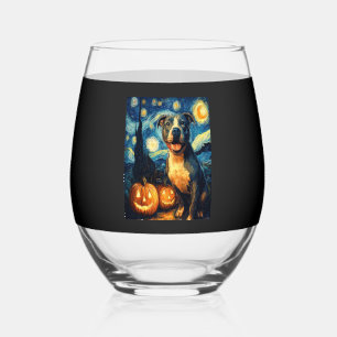Cute American Staffordshire Terrier Dog Halloween  Stemless Wine Glass