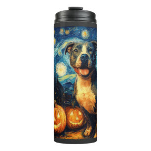 Cute American Staffordshire Terrier Dog Halloween Thermal Tumbler