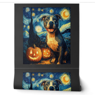 Cute American Staffordshire Terrier Dog Halloween Wallpaper