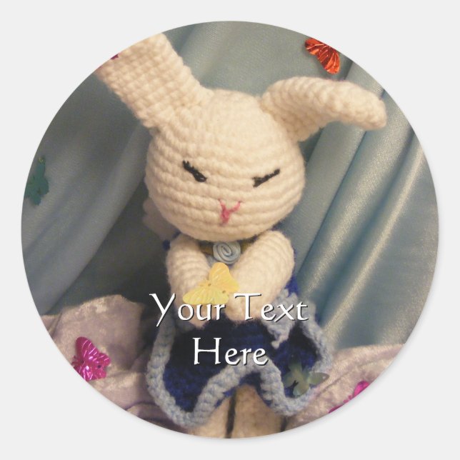 Cute Amigurumi Bunny Rabbit Classic Round Sticker (Front)